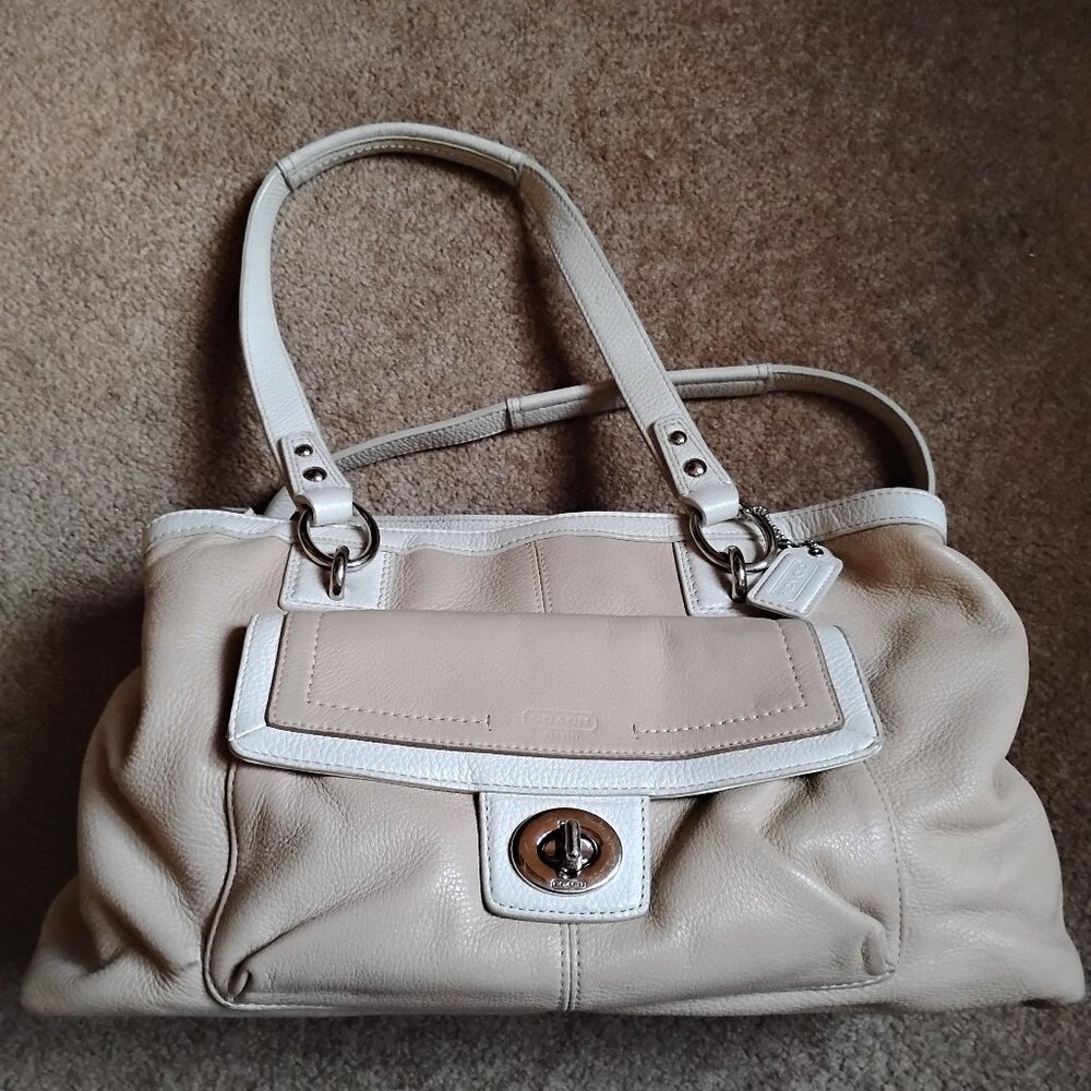 Coach Tan & Ivory Leather Handbag ummm 2012?